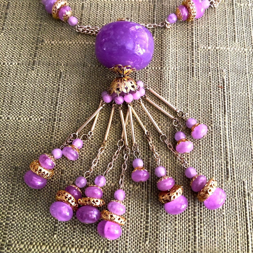 Elegant Purple and Gold Necklace Bracelet Set
